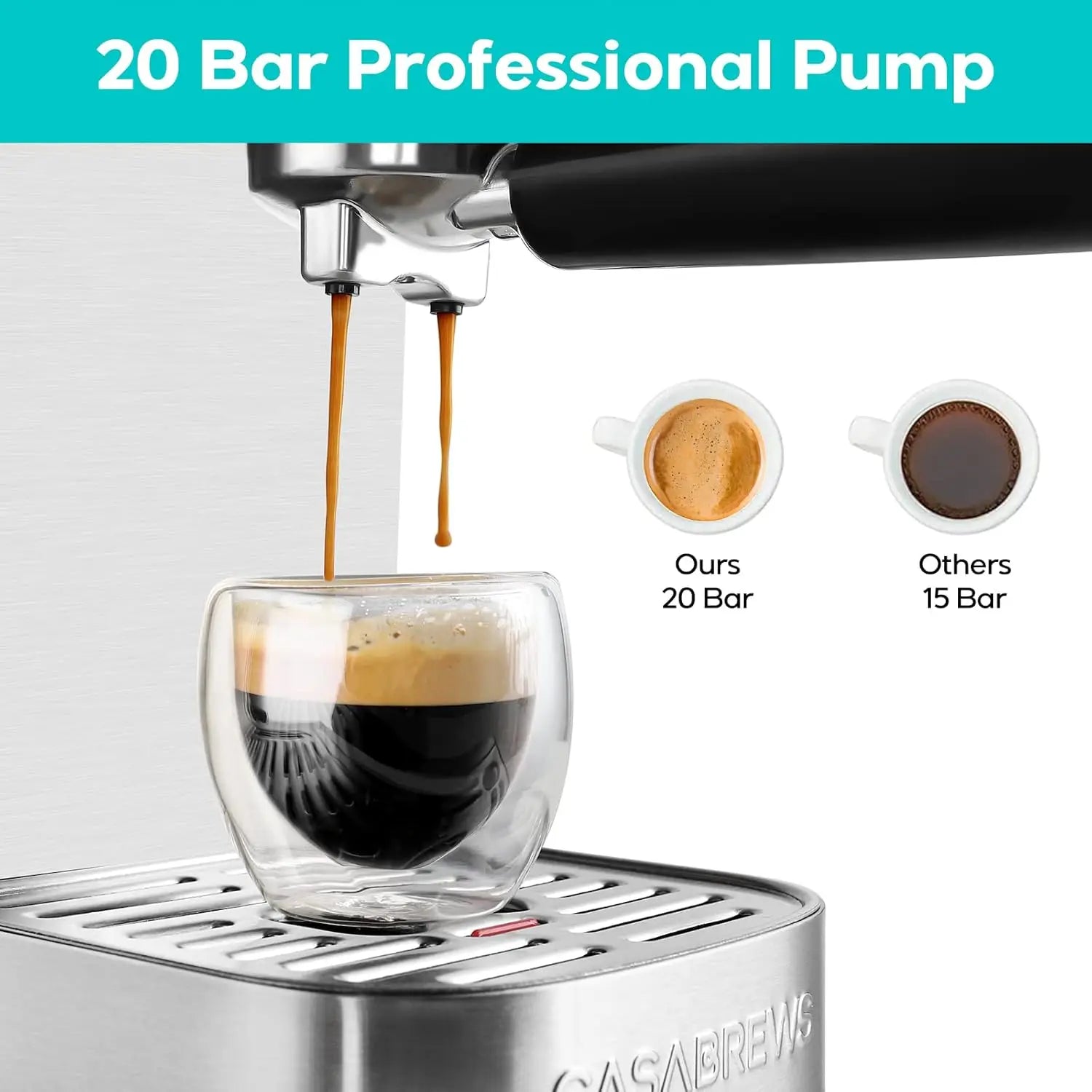 Espresso Machine 20 Bar: Pro Cappuccino Maker with Frother