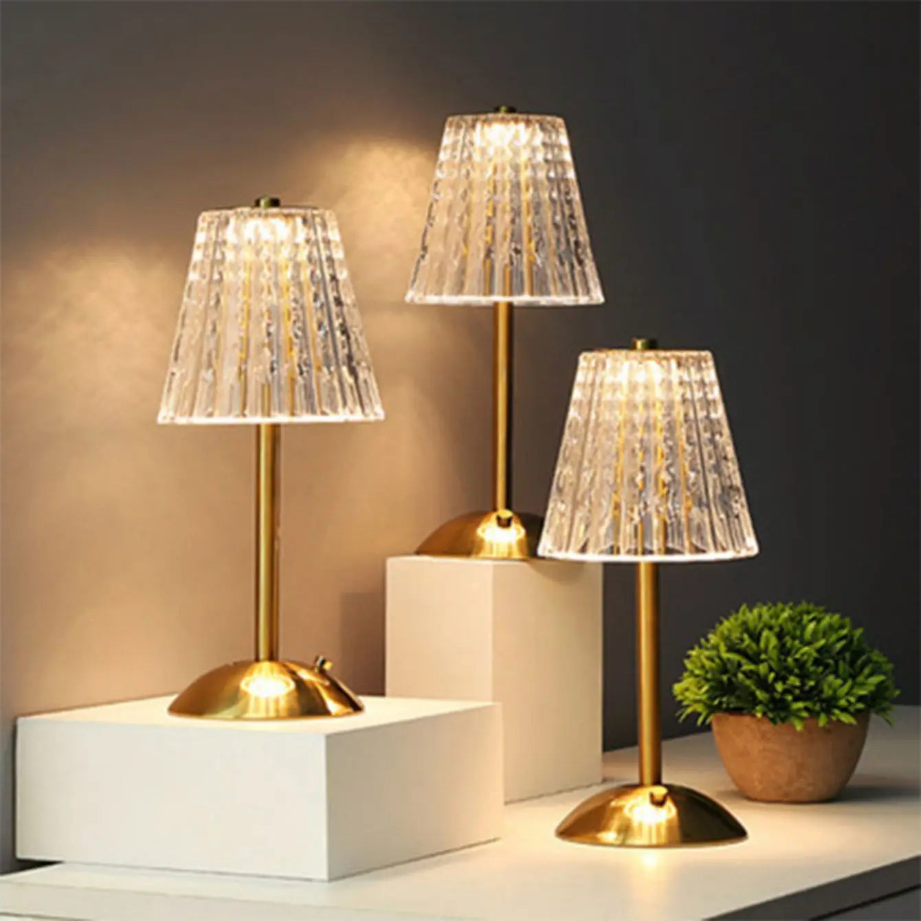 Crystal Retro LED Table Lamp - Rechargeable & Dimmable