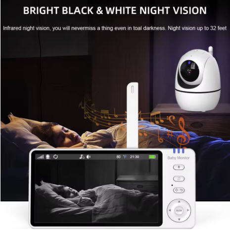 5 Inch Baby Monitor: Pan Tilt- 720P Video- Two-Way Audio- Night Vision