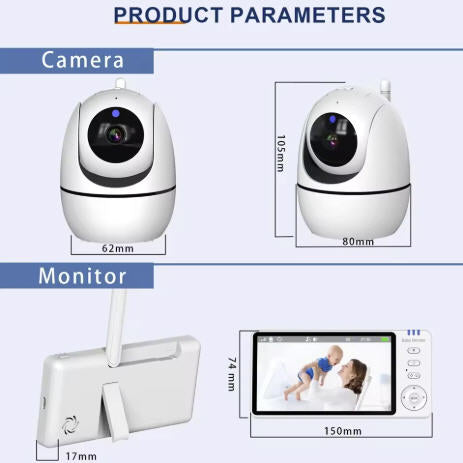 5 Inch Baby Monitor: Pan Tilt- 720P Video- Two-Way Audio- Night Vision